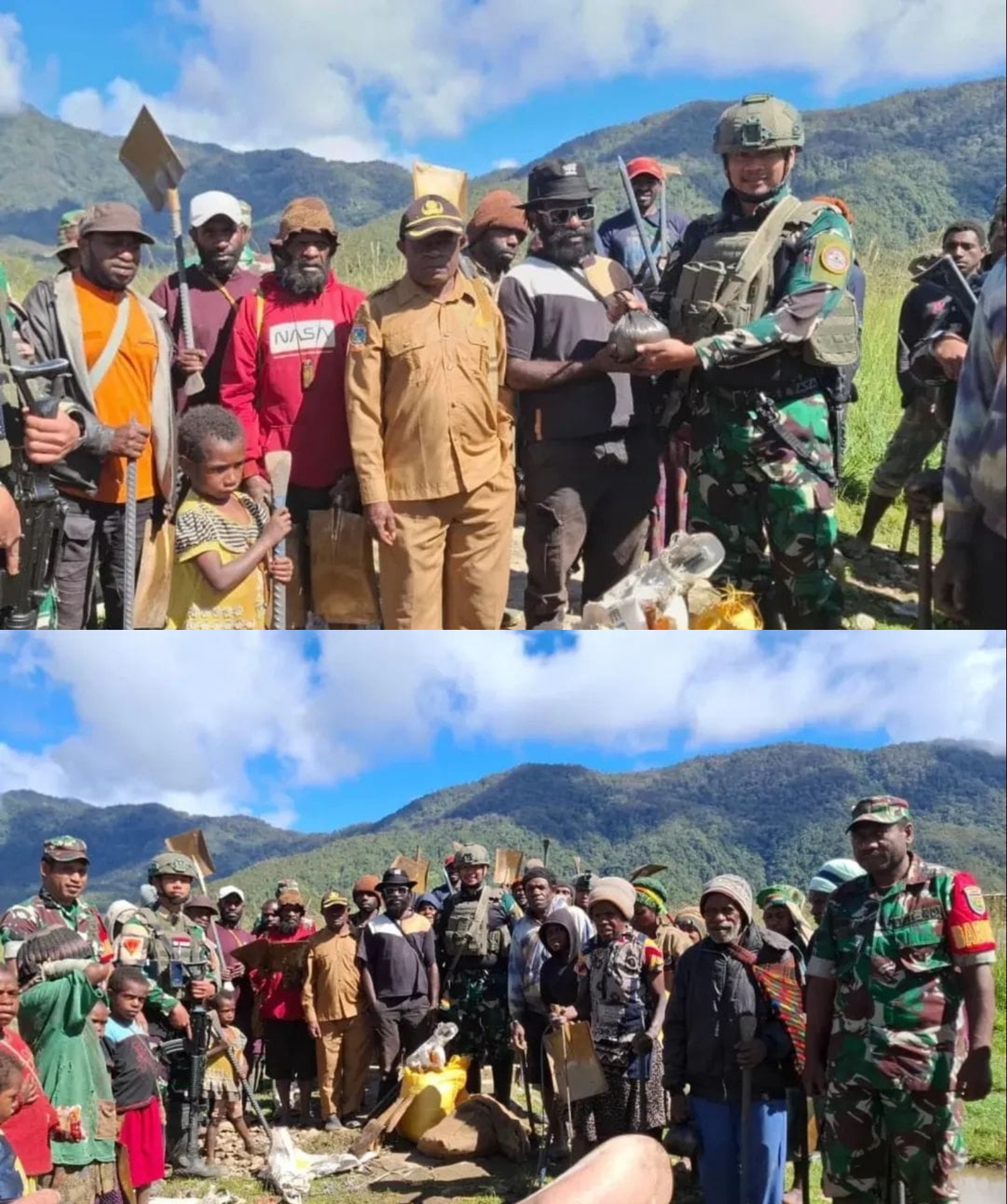 Satgas Pamtas RI-PNG Yonif 4 Marinir Salurkan Sembako dan Hewan Ternak bagi Masyarakat Paniai Barat